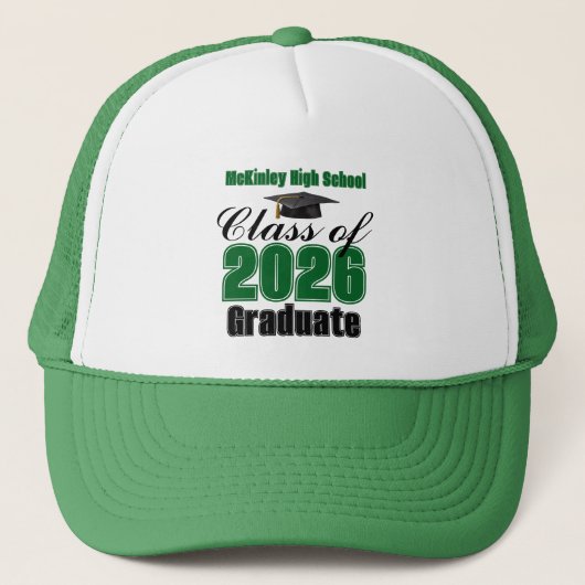 Green Class of 2026 Graduation Custom Trucker Pet (Voorkant)