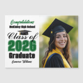Green Class of 2026 Graduation Photo Magnet Card (Devant)