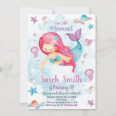 Green Cloud Mermaid Invitation d'anniversaire (Devant)