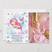 Green Cloud Mermaid Invitation d'anniversaire avec (Devant)