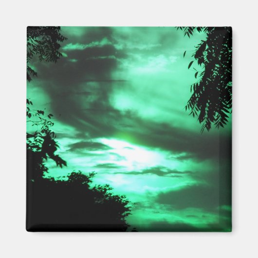 Green Clouded Sunrise Magnet Magneet (Voorkant)