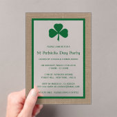 Green Clover & Burlap St. Patrick's Day Acryl Uitnodigingen (Insitu (Draagbaar))