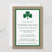 Green Clover & Burlap St. Patrick's Day Invitation (Devant)