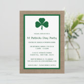 Green Clover & Burlap St. Patrick's Day Invitation (Debout devant)