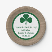 Green Clover & Burlap St. Patrick's Day Papieren Bordje (Voorkant)