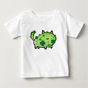 Green Clover Cat Baby T-shirt