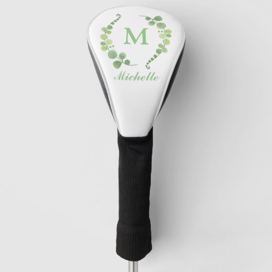 Green Clover Lucky Monogram Golfheadcover (Voorkant)