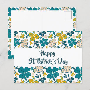 Green Clover Shamrock Pattern St. Patrick's Day Briefkaart