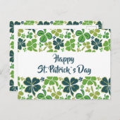 Green Clover Shamrock Pattern St. Patrick's Day Briefkaart (Voorkant / Achterkant)