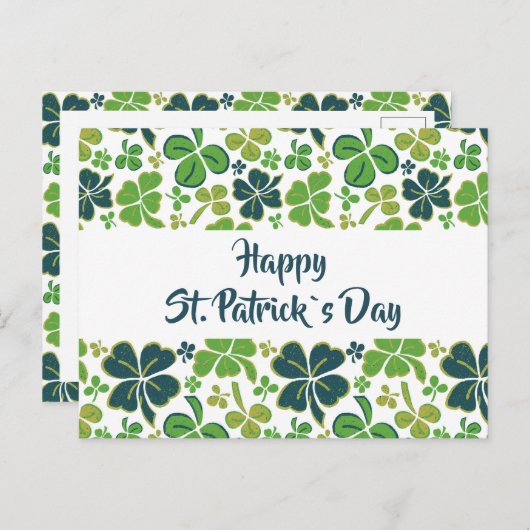 Green Clover Shamrock Pattern St. Patrick's Day Briefkaart (Voorkant / Achterkant)