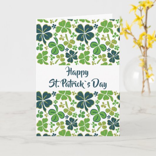 Green Clover Shamrock Pattern St. Patrick's Day Kaart (Gele Bloem)