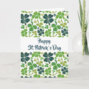 Green Clover Shamrock Pattern St. Patrick's Day Kaart