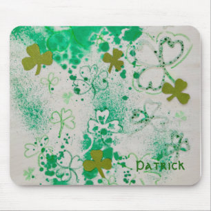 Green Clover Shamrock Splash Design Muismat