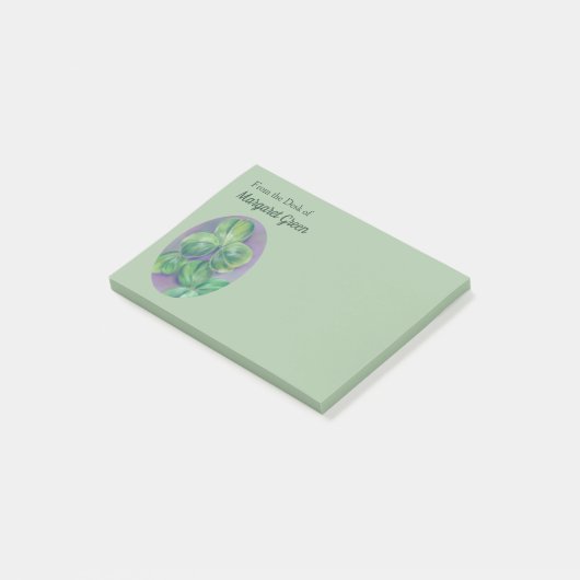 Green Clover Shamrocks op Paarse pasteelkunst Post-it® Notes (Schuin)