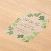 Green Clover Spring Wildflowers Wedding Acryl Uitnodigingen (Laagn)