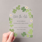 Green Clover Spring Wildflowers Wedding Acryl Uitnodigingen (Insitu (Draagbaar))