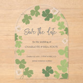 Green Clover Spring Wildflowers Wedding Acryl Uitnodigingen (Voorkant)