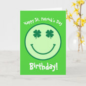 Green Clover St.Patrick's Day Birthday Kaart (Gele Bloem)