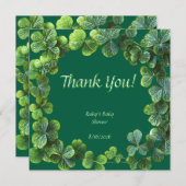 Green Clovers Baby shower Bedankkaart (Voorkant / Achterkant)