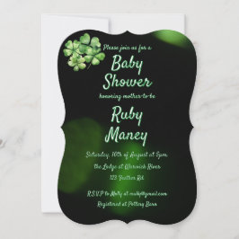 Green Clovers Baby shower Kaart