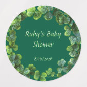 Green Clovers Baby shower Labels (Design 1)
