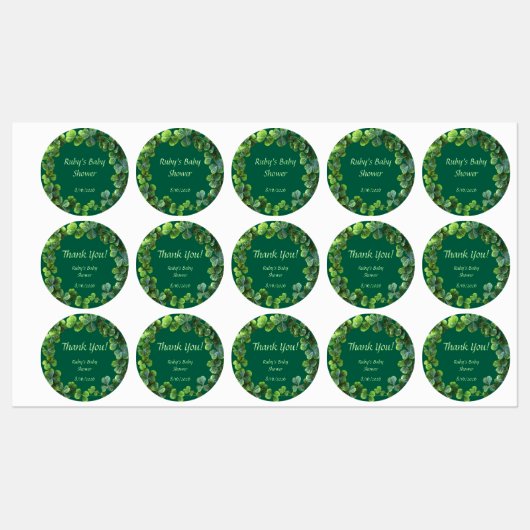 Green Clovers Baby shower Labels (Vel)