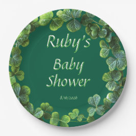 Green Clovers Baby shower Papieren Bordje