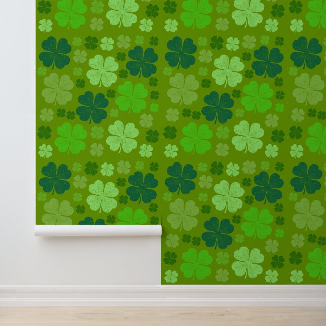 Green Clovers, Lucky Clovers, Saint Patrick's Day Behang (Applicatie)