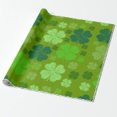 Green Clovers, Lucky Clovers, Saint Patrick's Day Cadeaupapier (Uitgerold)
