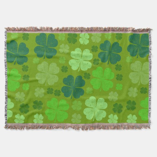 Green Clovers, Lucky Clovers, Saint Patrick's Day Deken (Voorkant)