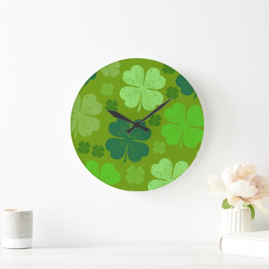 Green Clovers, Lucky Clovers, Saint Patrick's Day Grote Klok (Huis)