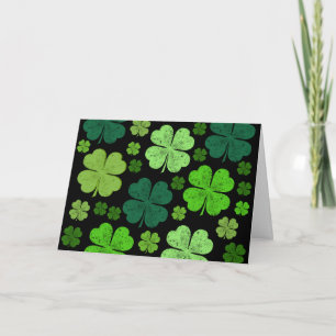 Green Clovers, Lucky Clovers, Saint Patrick's Day Kaart