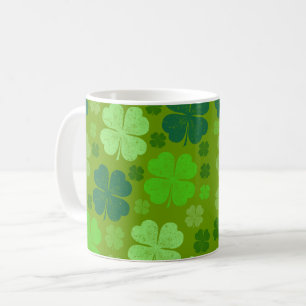 Green Clovers, Lucky Clovers, Saint Patrick's Day Koffiemok