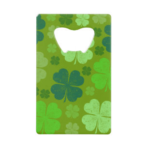 Green Clovers, Lucky Clovers, Saint Patrick's Day Kredietkaart Flessenopener