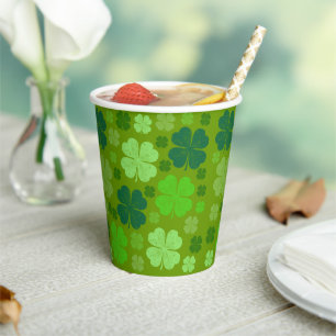 Green Clovers, Lucky Clovers, Saint Patrick's Day Papieren Bekers