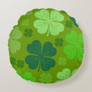 Green Clovers, Lucky Clovers, Saint Patrick's Day Rond Kussen