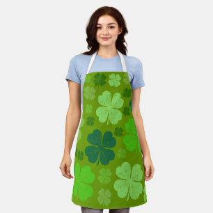 Green Clovers, Lucky Clovers, Saint Patrick's Day Schort