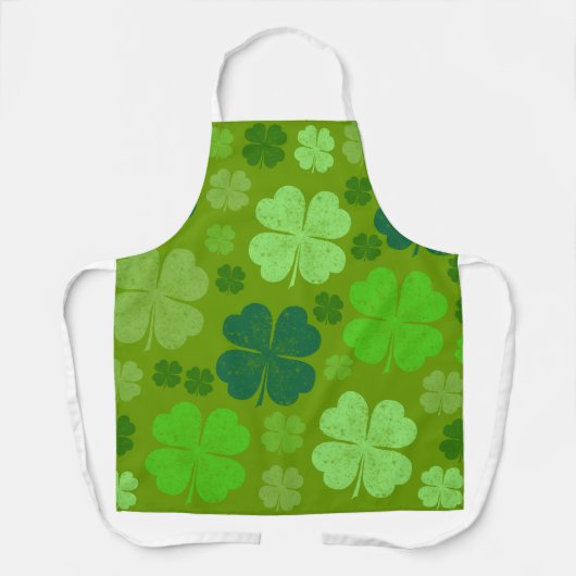 Green Clovers, Lucky Clovers, Saint Patrick's Day Schort (Voorkant)