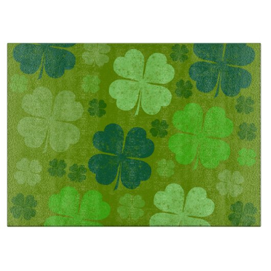 Green Clovers, Lucky Clovers, Saint Patrick's Day Snijplank (Voorkant)