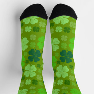 Green Clovers, Lucky Clovers, Saint Patrick's Day Sokken