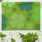 Green Clovers, Lucky Clovers, Saint Patrick's Day Theedoek (Gevouwen)