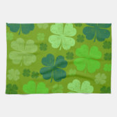 Green Clovers, Lucky Clovers, Saint Patrick's Day Theedoek (Horizontaal)