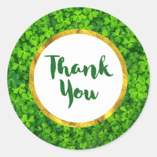 Green Clovers met FAUX Gold Foil Lijst Hartelijk d Ronde Sticker
