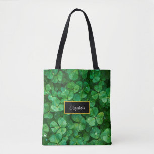 Green Clovers met FAUX Gold Foil Lijst Tote Bag