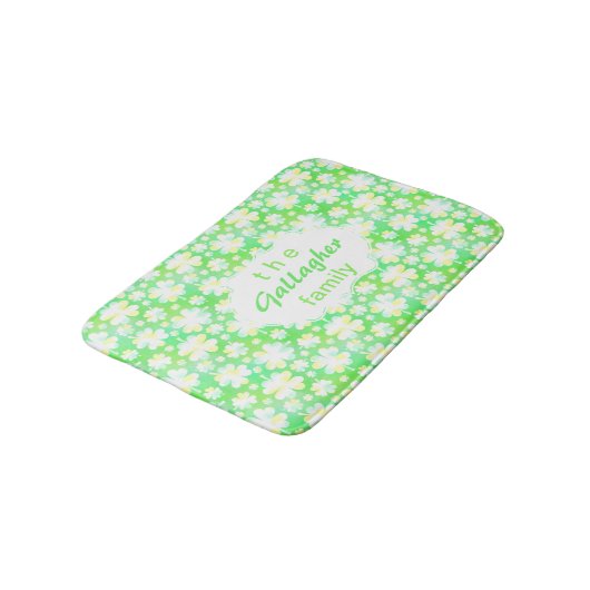 Green Clovers Shamrock Irish Personalized Family Badmat (Gekanteld)