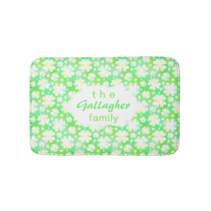 Green Clovers Shamrock Irish Personalized Family Badmat