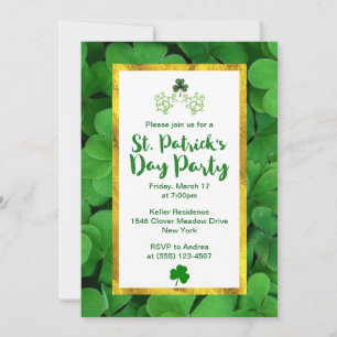 Green Clovers St Patrick's Day Invitation