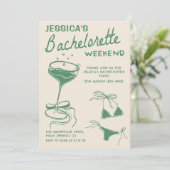Green Cocktail Bachelorette Weekendschema Kaart (Staand voorkant)