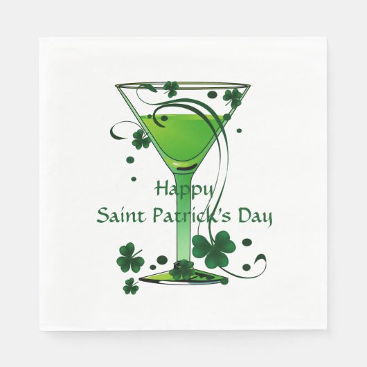 Green Cocktail Shamrocks St Patricks Day Party Servetten (Voorkant)