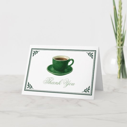 Green Coffee Cup Baby Shower Bedankkaart (Voorkant)